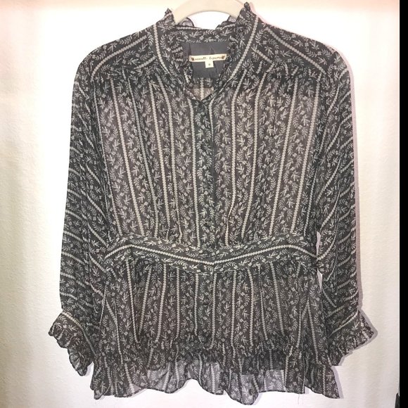 Nanette Lepore Gray Semi Sheer Blouse Size 10 - Picture 1 of 9